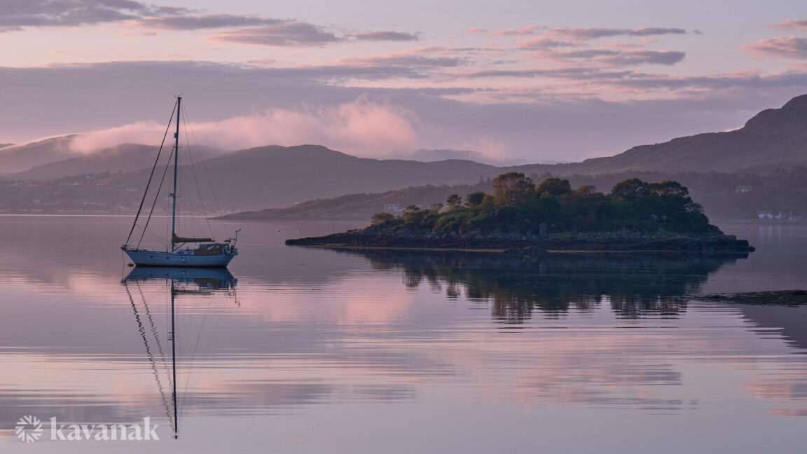 Reflections of Boat  - Sheildaig  Wester Ross